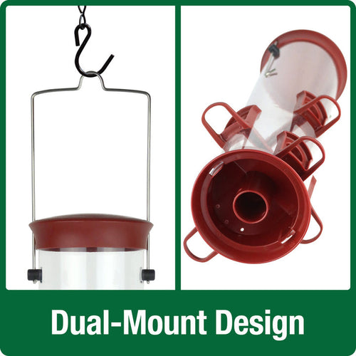 Nature's Way Large Plastic Tube Bird Feeder Red