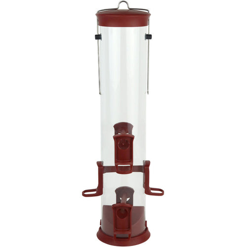 Nature's Way Large Plastic Tube Bird Feeder Red