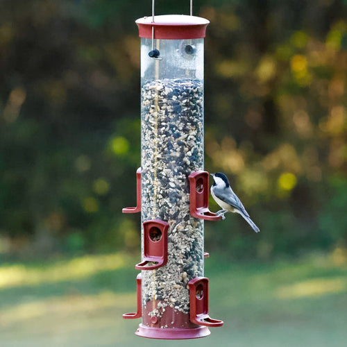 Nature's Way Large Plastic Tube Bird Feeder Red